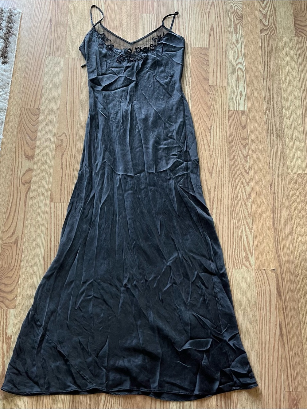 Victoria's Secret vintage 1999 backless black silk lingerie maxi dress